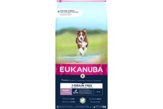 Eukanuba Grain Free Puppy/Junior Small Medium. Glutenvrij. Voor een goede spijsvertering. Gezonde botten/gewrichten. Vetvrije spieren.