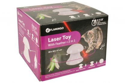 Het Flamingo laserspeelgoed met veren stimuleert het natuurlijke jachtgedrag van uw kat. De laser beweegt automatisch onvoorspelbaar heen en weer, doordat er vier verschillende snelheden mogelijk zijn, blijft de uitdaging groot!