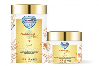 Renske Golddust Dieet bevat veel natuurlijk aanwezige vitaminen, mineralen, aminozuren en essentiële vetzuren en vezels.