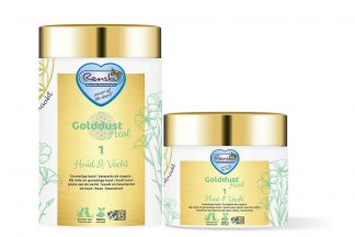 Renske Golddust Huid & Vacht bevat veel natuurlijk aanwezige vitaminen, mineralen, aminozuren en essentiële vetzuren en vezels