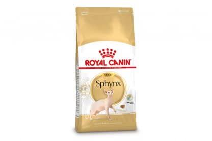 Royal Canin Sphynx Adult is een rasspecifieke voeding voor de Sphynx vanaf 1 tot 12 jaar.