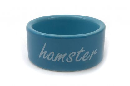 Stenen voerbak knaagdier - blauw met opdruk Hamster