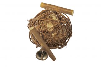 Vogelspeelgoed houtenbal met stokken en belletj 22cm