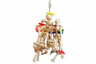 De Zoo-Max FrouFrou bestaat uit is aantrekkelijk vogelspeelgoed voor kromsnavels. Het speelgoed is gemaakt van katoentouw, leren veters, hout en acryl onderdelen.