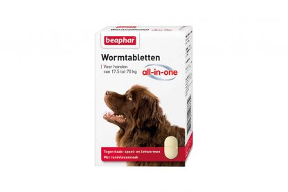 Beaphar Wormtabletten All-in-One 17,5 tot 70 kg tegen wormen.