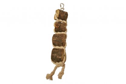 Vogelspeelgoed houten blokken met touw