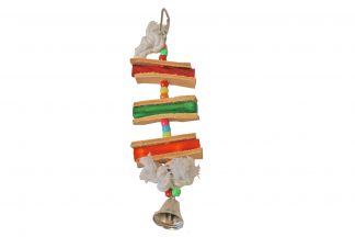 Vogelspeelgoed houten ladder met leer